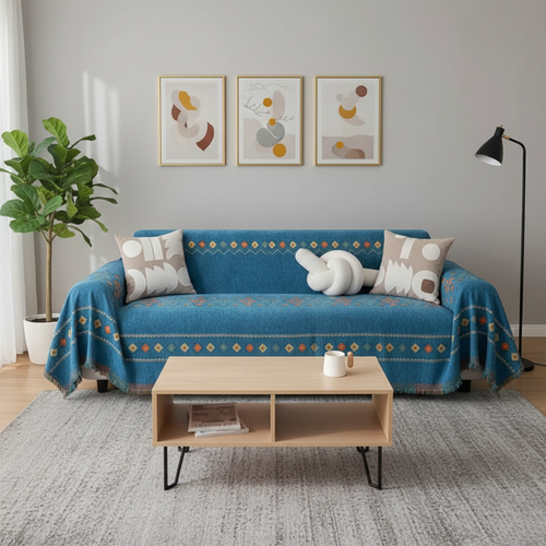 Boho Tassel Sofa Slipcover for Couch, Bohemian Living Room Decor Temsk