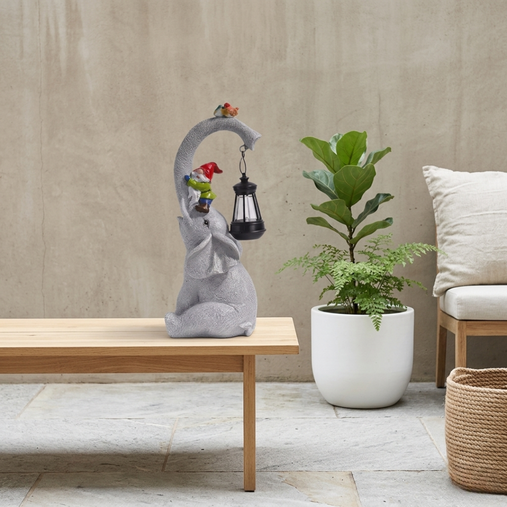 Solar Powered Elephant Garden Lantern For Outdoor Spaces | Temsk