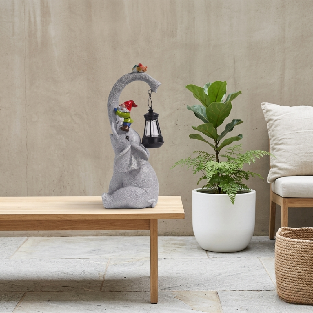 Solar Powered Elephant Garden Lantern For Outdoor Spaces | Temsk