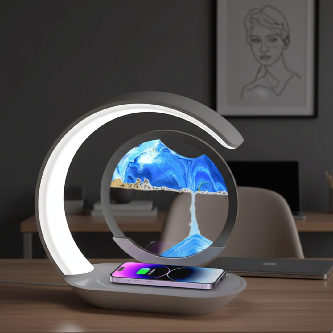 Lampada da tavolo a clessidra LED con ricarica wireless | Temsk