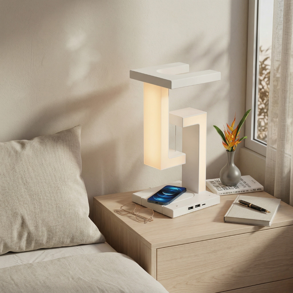 Floating Desk Lamp With Built-In Wireless Charging | Temsk