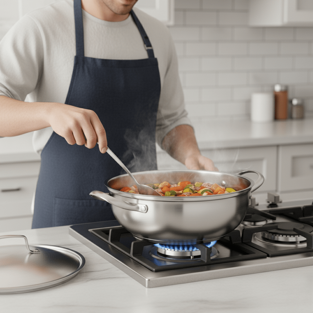 NovaCook Universal Stainless Steel Cooking Pot With Lid For All Stove Types | Temsk