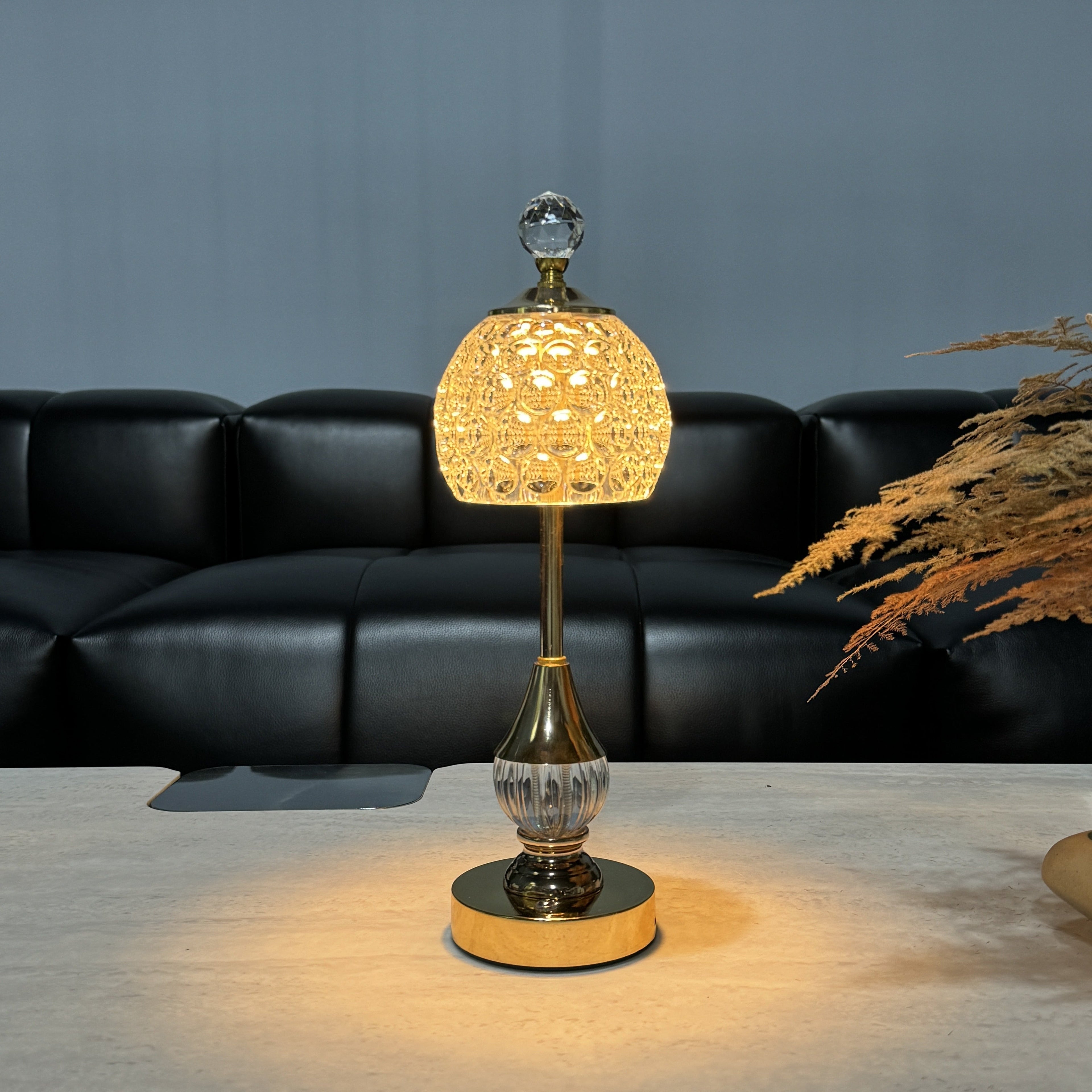 Kristall-Touch-Nachttischlampe mit wiederaufladbarem LED-Licht | Temsk