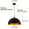 Industrielle schwarze Außenkuppel-Pendelleuchte mit goldener Innenbeschichtung | Temsk