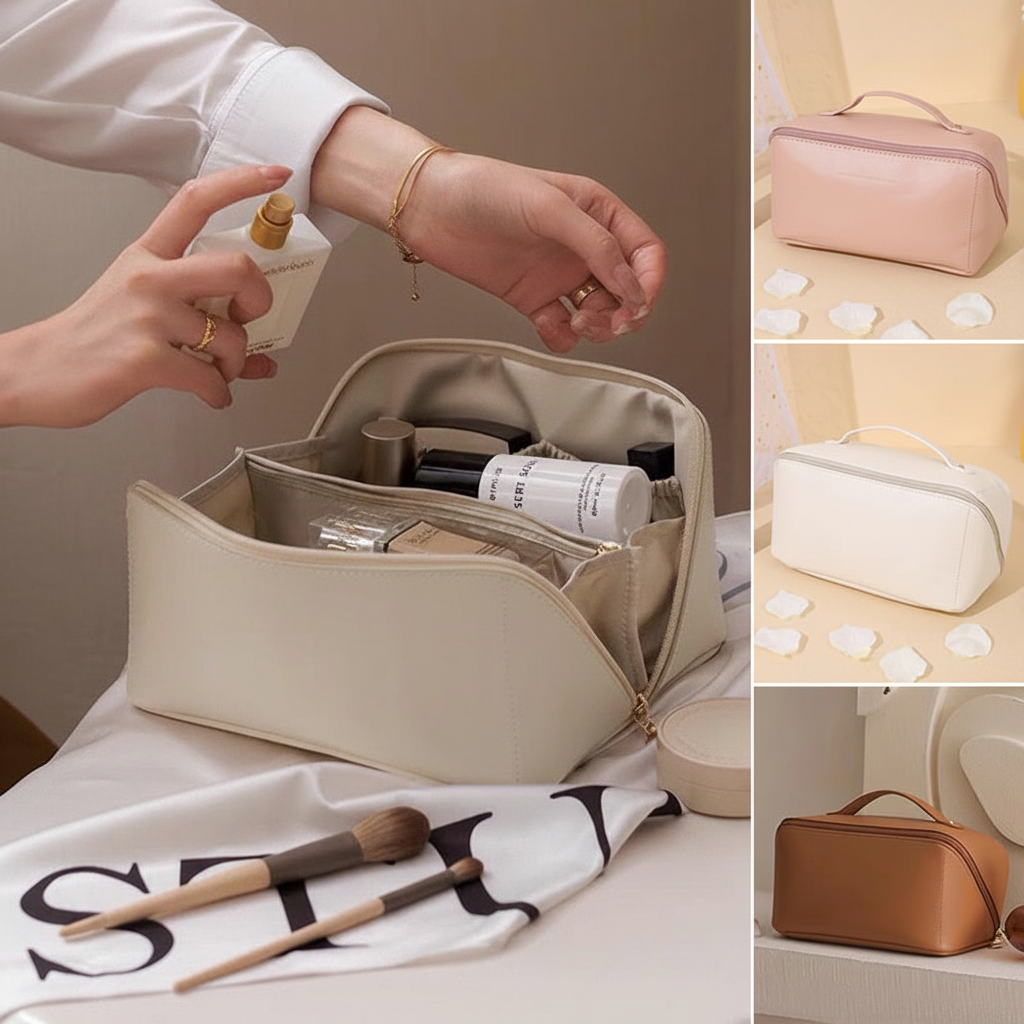 Reise-Schminktasche mit großem Fassungsvermögen und Kosmetik-Organizer | Temsk
