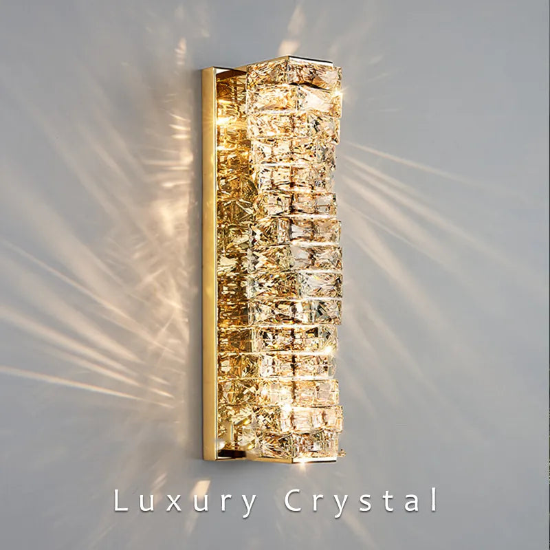 Nova Crystal Accents Wall Lamp In Stainless Steel With Three Color Temperatures | Temsk