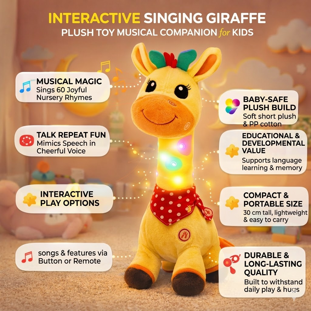 Kids Plush Giraffe Sings Interactive Musical Companion | Temsk