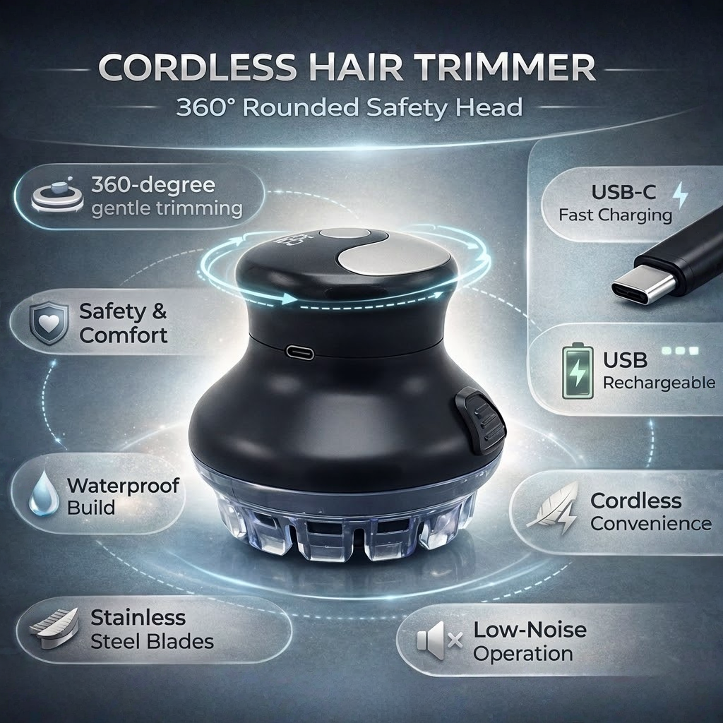 Cordless Clipper With 360 Degree Rounded Head For Precise Grooming | Temsk