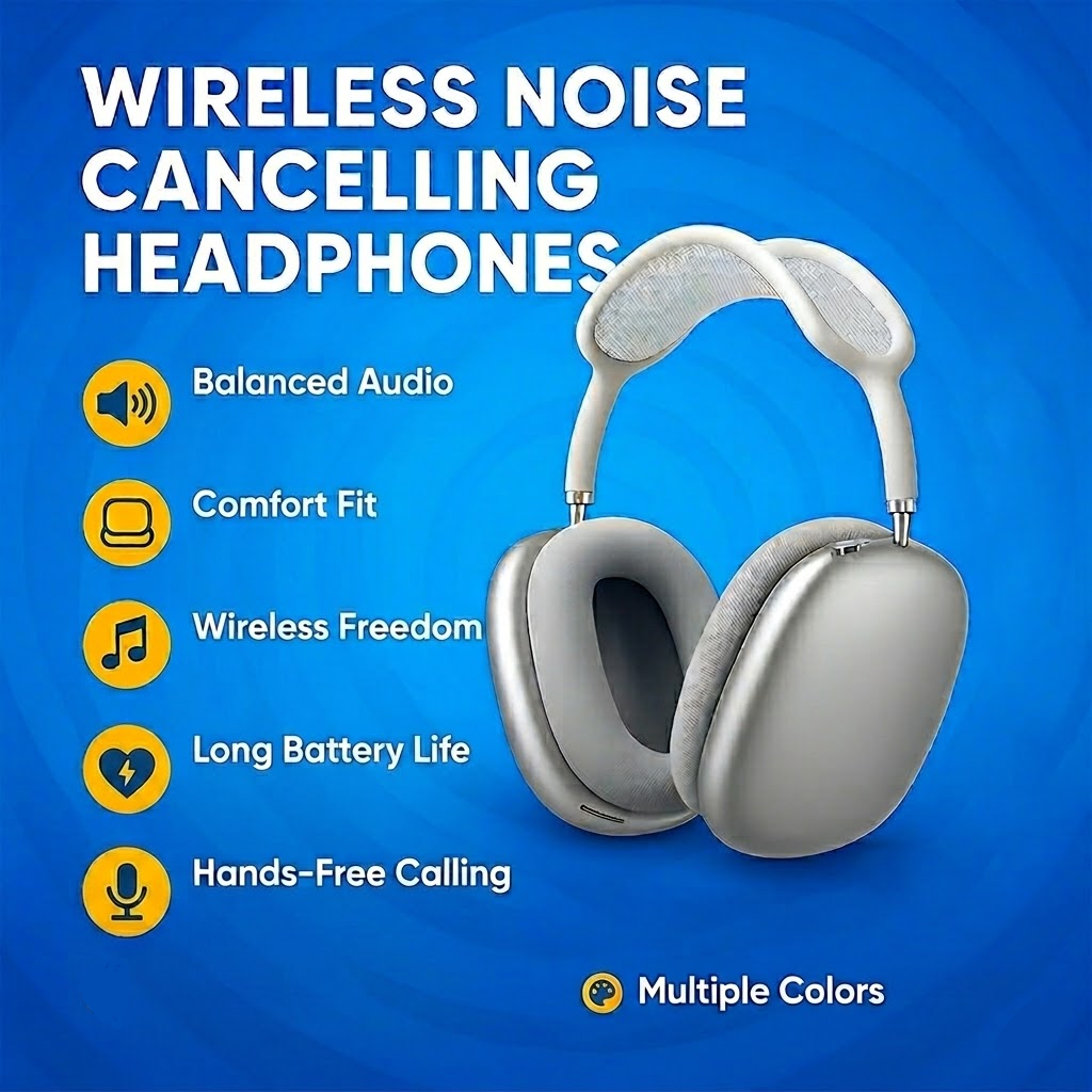 Bluetooth Wireless Over-Ear Headphones With Noise Cancellation | Temsk