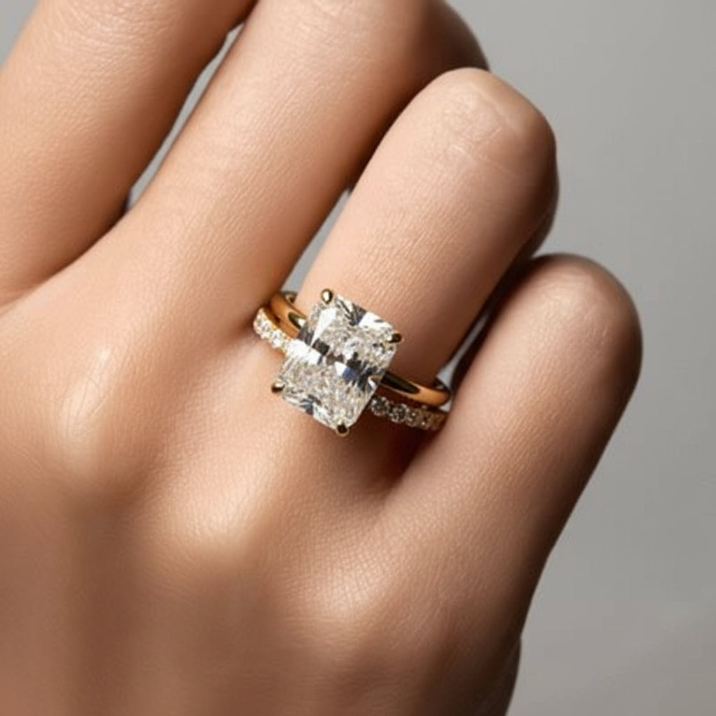 Geometric Ring With Pave Design In Sterling Silver Stacking Band | Temsk