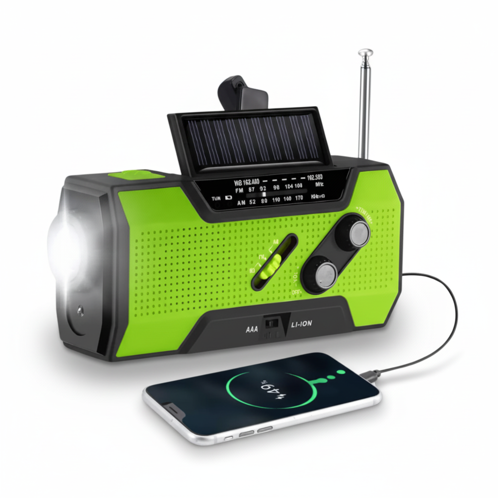 Portable Emergency Weather Radio With Solar Charging And Hand Crank | Temsk
