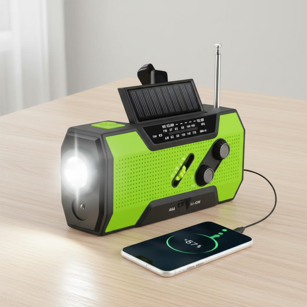 Portable Emergency Weather Radio With Solar Charging And Hand Crank | Temsk