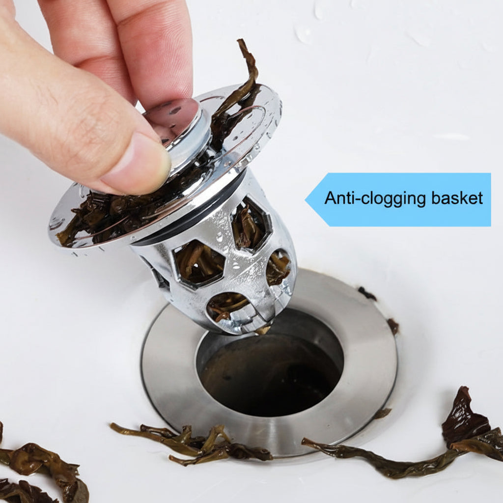 Stainless Steel Pop Up Drain Stopper With Anti Clog | Temsk