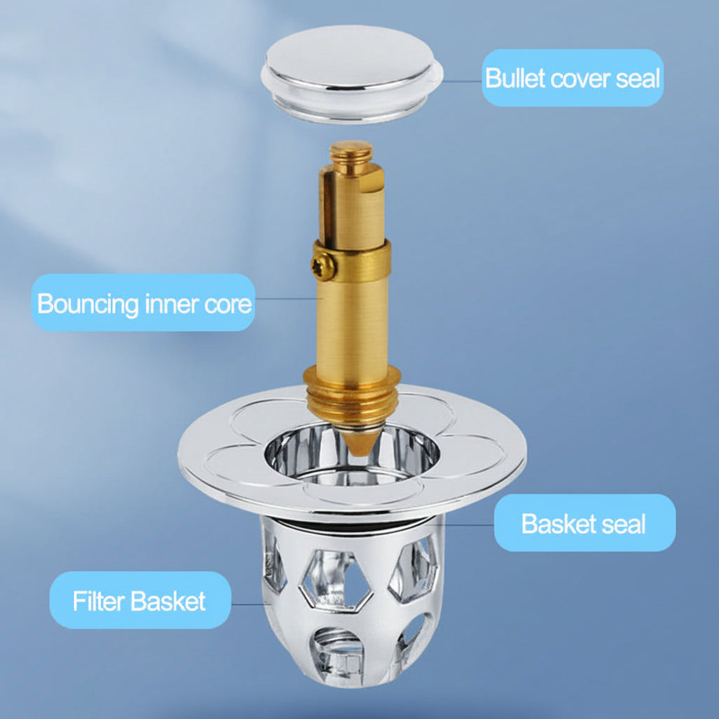 Stainless Steel Pop Up Drain Stopper With Anti Clog | Temsk
