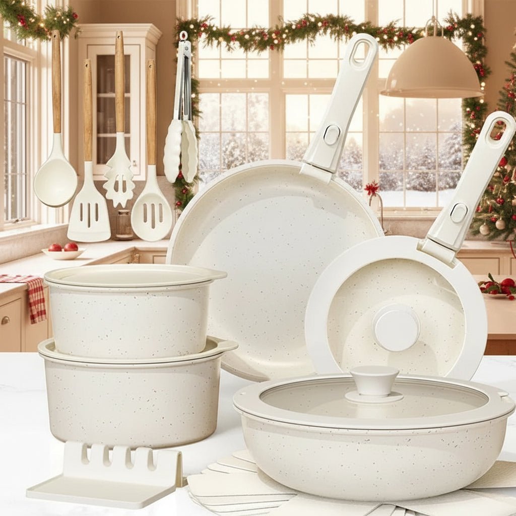LuminaCeram 21-Piece Nonstick Ceramic Cookware Set For Effortless Cooking | Temsk