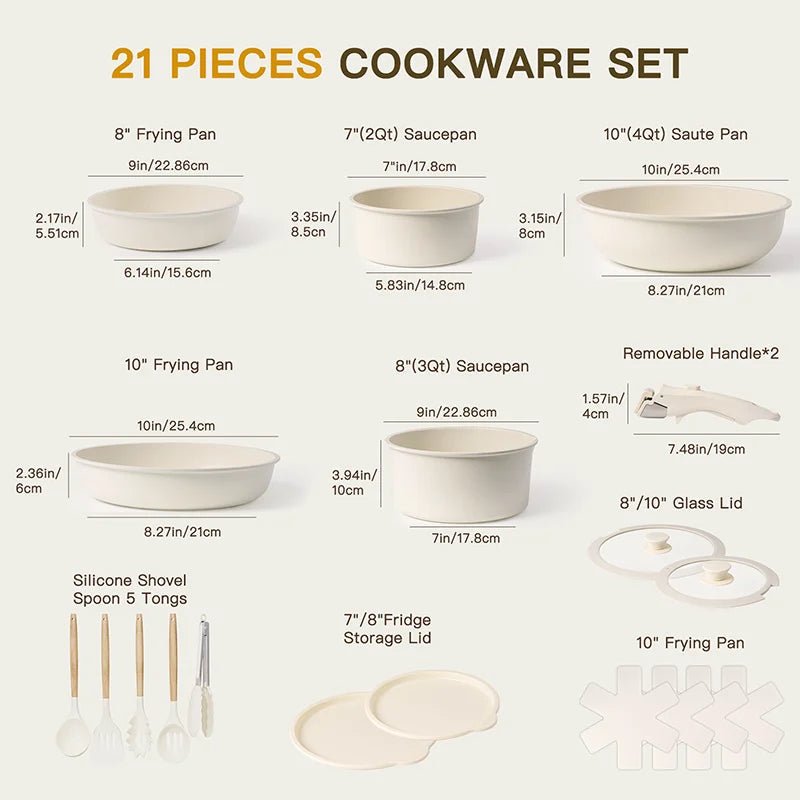 LuminaCeram 21-Piece Nonstick Ceramic Cookware Set For Effortless Cooking | Temsk