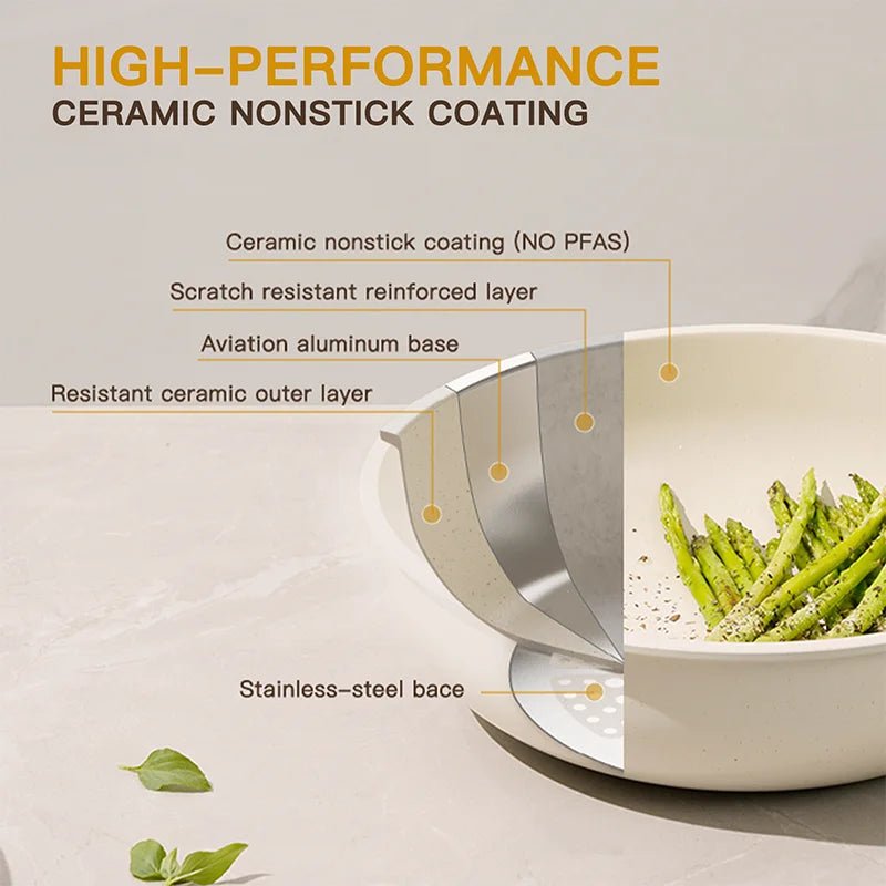 LuminaCeram 21-Piece Nonstick Ceramic Cookware Set For Effortless Cooking | Temsk