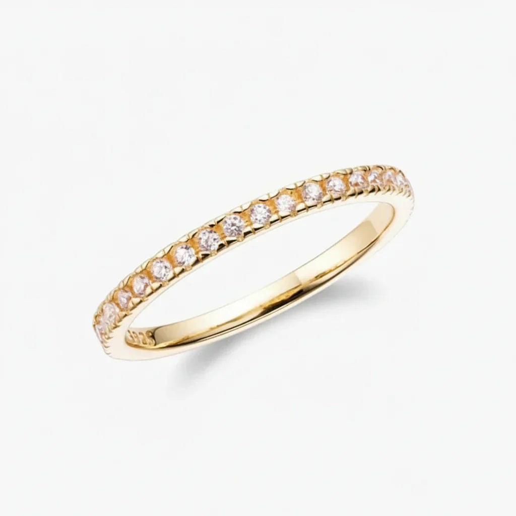 Geometric Silver Stacking Ring With Cubic Zirconia Accent | Temsk
