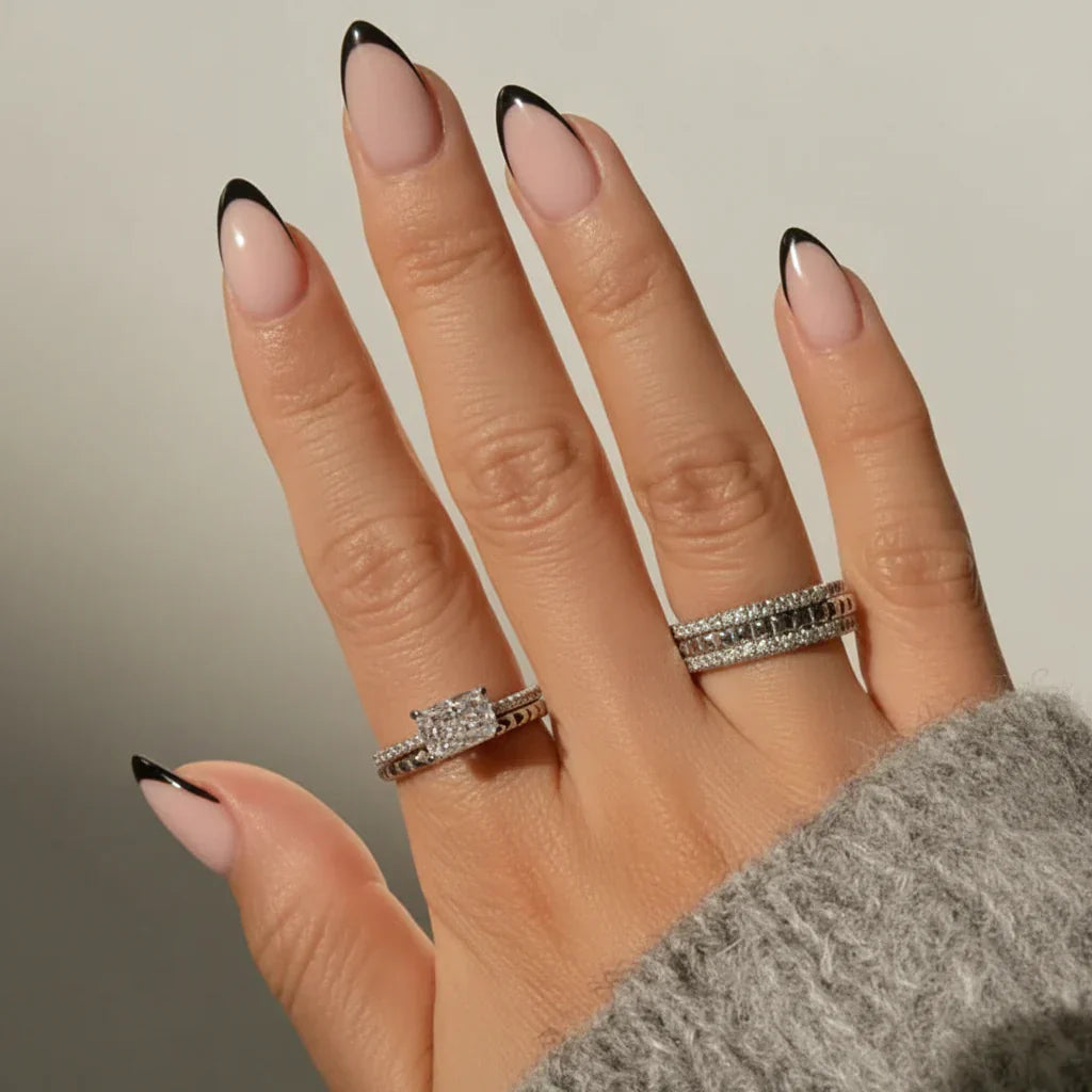 Geometric Silver Stacking Ring With Cubic Zirconia Accent | Temsk