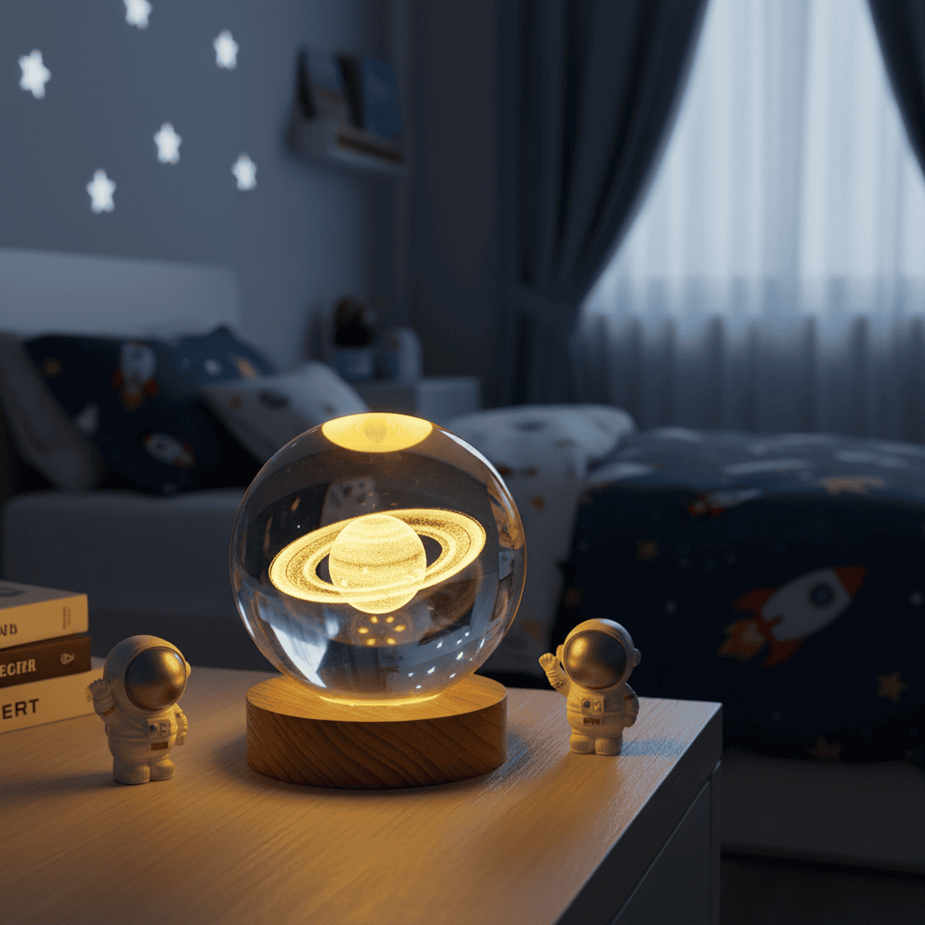 LuminaCrystal Aura 3D LED Night Light With Sparkling Crystal Shine | Temsk