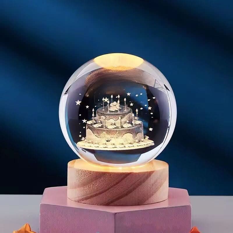 LuminaCrystal Aura 3D LED Night Light With Sparkling Crystal Shine | Temsk