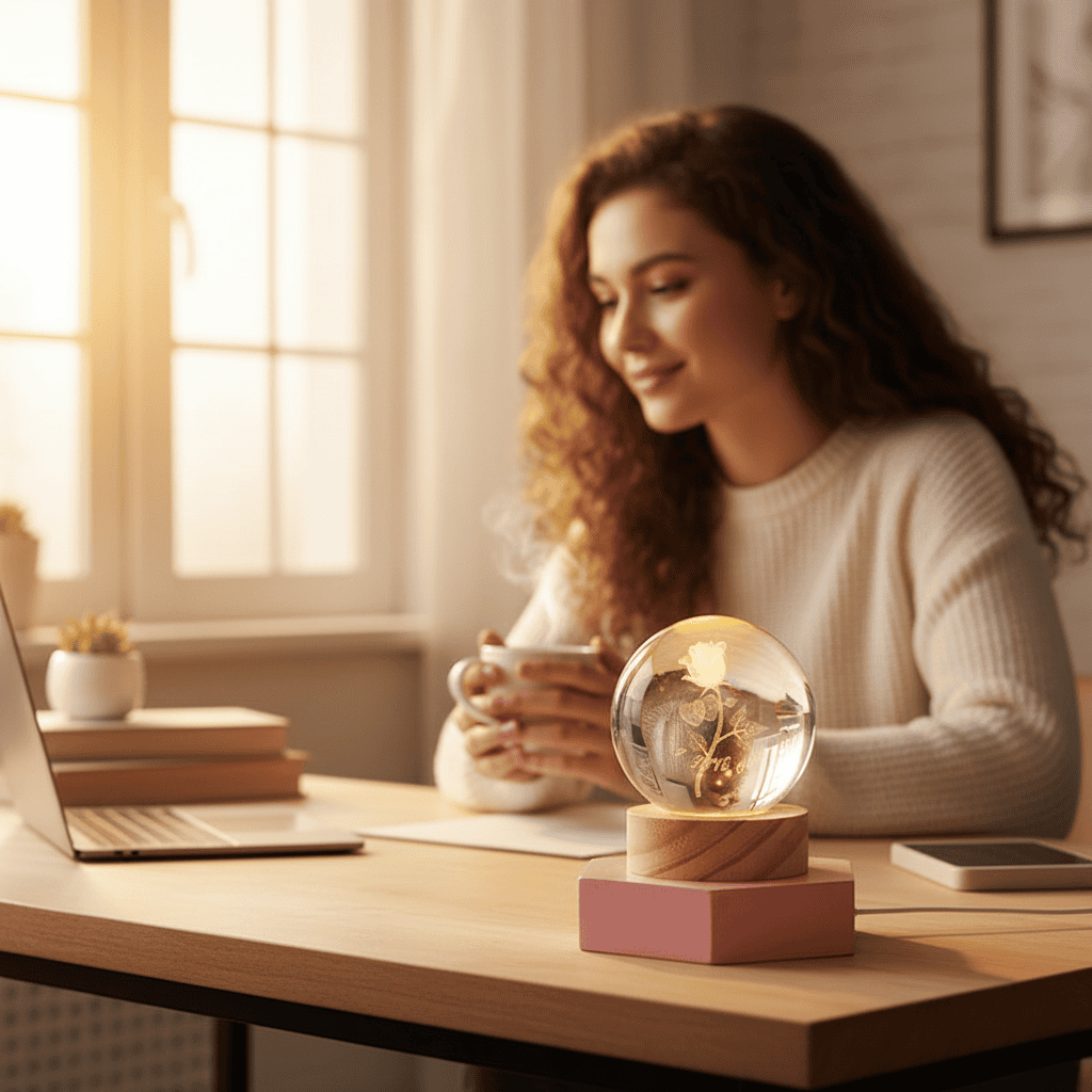LuminaCrystal Aura 3D LED Night Light With Sparkling Crystal Shine | Temsk