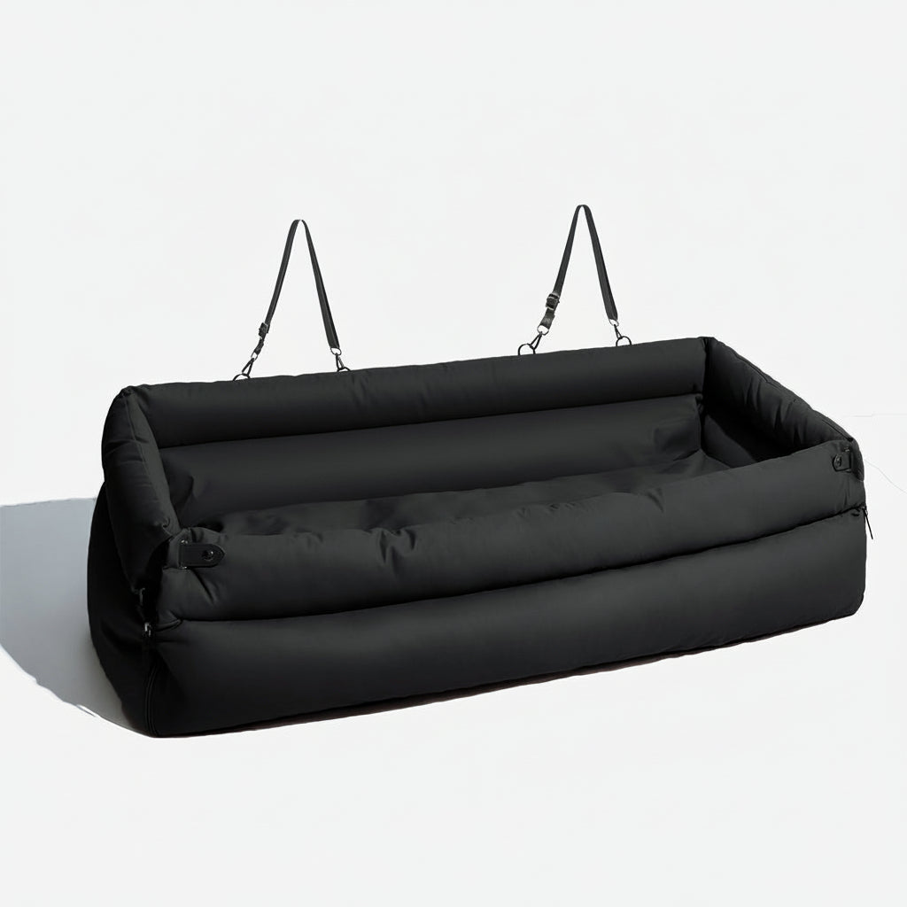 PawVogue Elite Large Dog Car Seat Bed In Faux Leather With Elegant Finish Non Slip | Temsk
