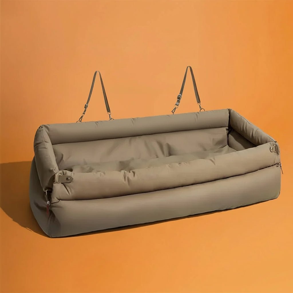 PawVogue Elite Large Dog Car Seat Bed In Faux Leather With Elegant Finish Non Slip | Temsk