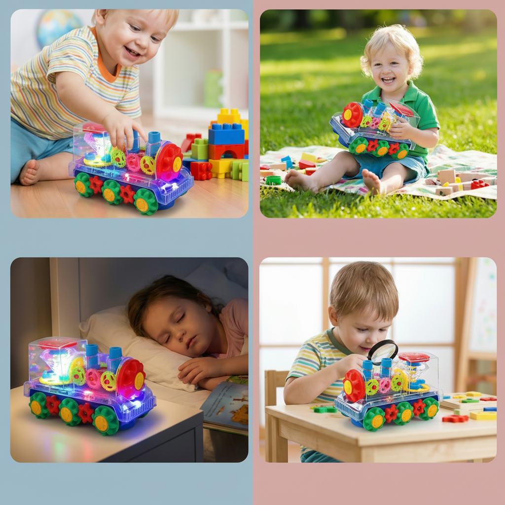Colorful Light Up Musical Train Toy For Kids With Dancing Action | Temsk