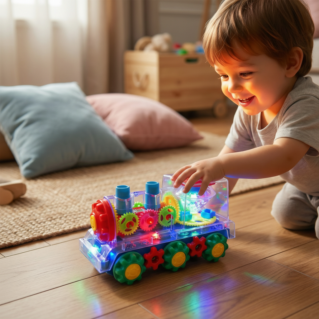 Colorful Light Up Musical Train Toy For Kids With Dancing Action | Temsk