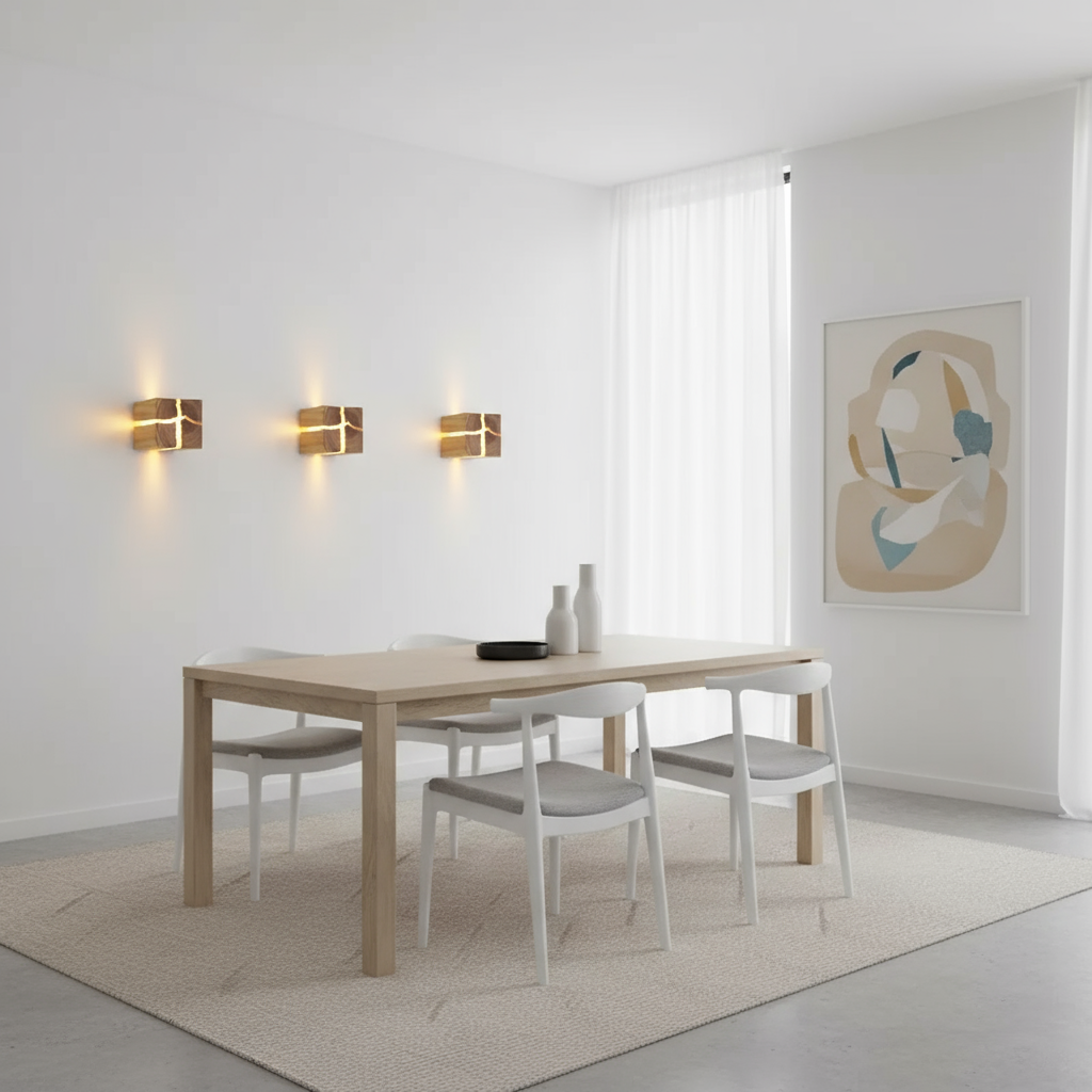 WoodAura handgeschnitzte Harz-Design Massivholz-Wandlampe | Temsk