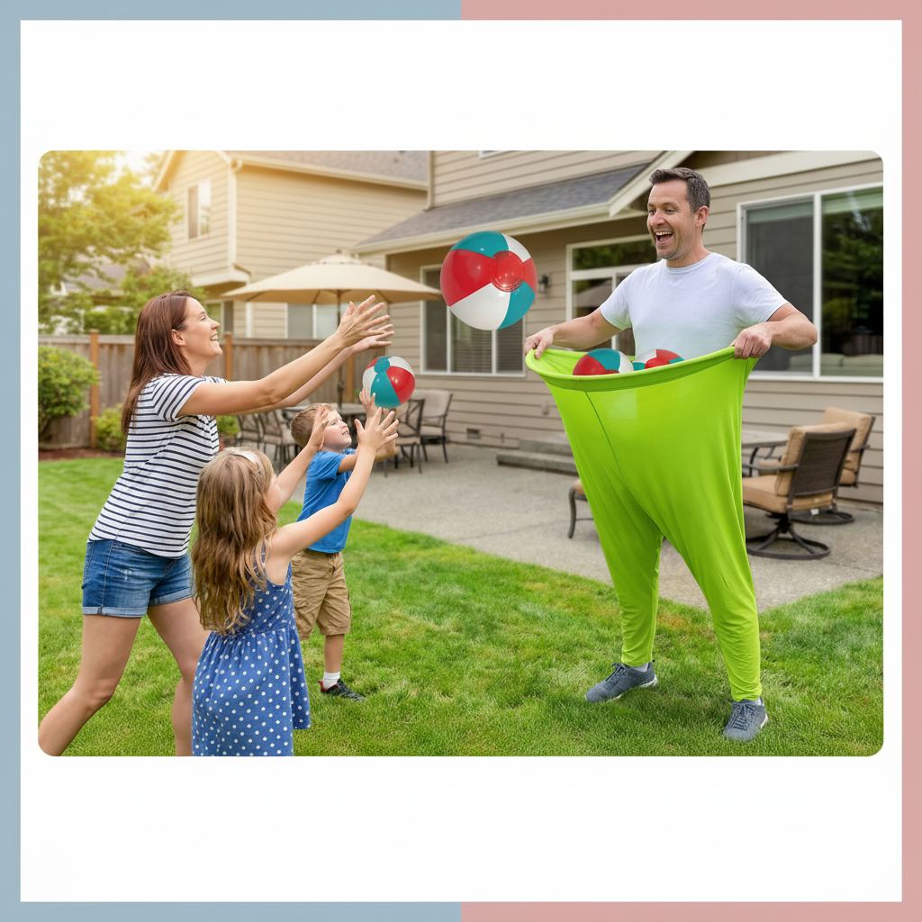 Outdoor Kids Ball Catching Game With Oversized Pants Set For Family Fun | Temsk