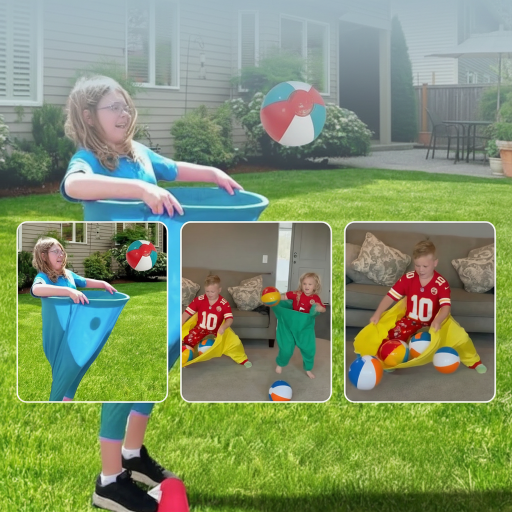 Outdoor Kids Ball Catching Game With Oversized Pants Set For Family Fun | Temsk