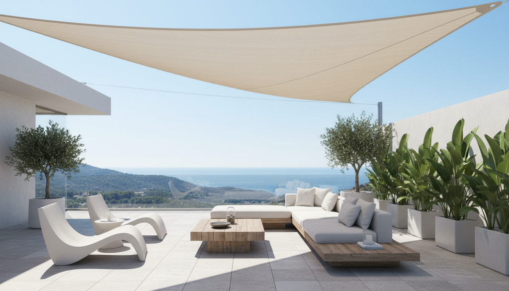 TriBlocker wasserdichtes Sonnensegel mit dreieckigem UV-Schutzdesign | Temsk