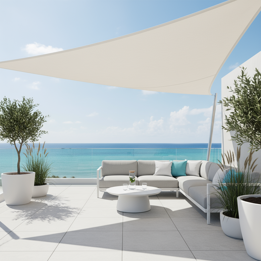 TriBlocker wasserdichtes Sonnensegel mit dreieckigem UV-Schutzdesign | Temsk