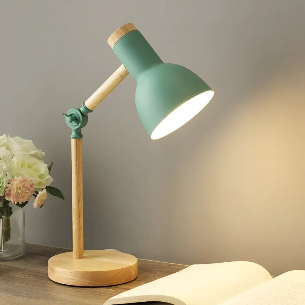 Nordic Wooden Desk Lamp With Adjustable Arm For Reading | Temsk