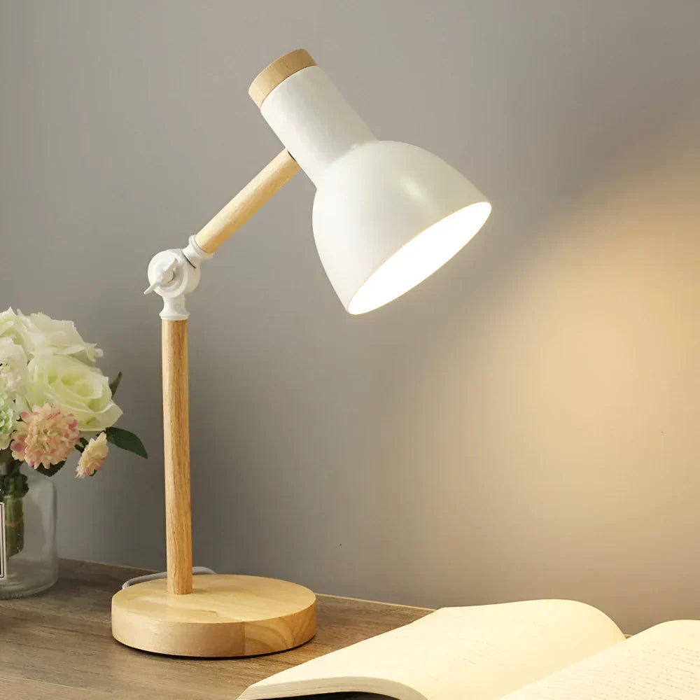 Nordic Wooden Desk Lamp With Adjustable Arm For Reading | Temsk