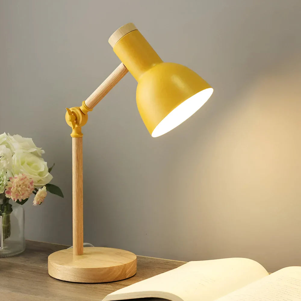 Nordic Wooden Desk Lamp With Adjustable Arm For Reading | Temsk