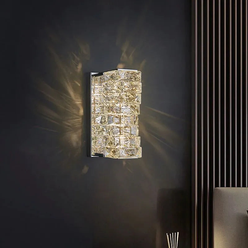 Nova Crystal Accents Wall Lamp In Stainless Steel With Three Color Temperatures | Temsk