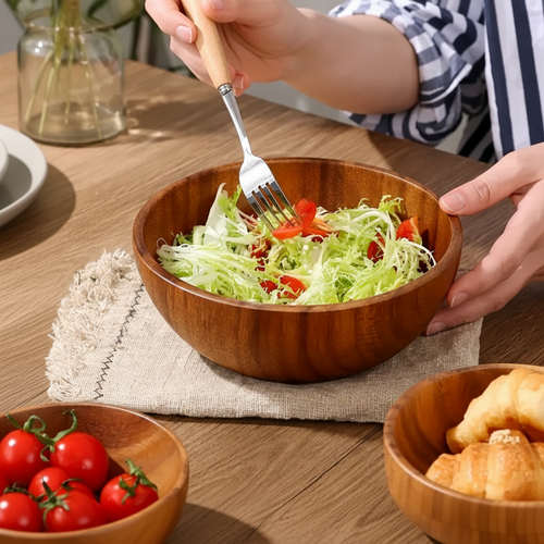 Havenwood Natural Acacia Wood Bowl For Family Meals | Temsk