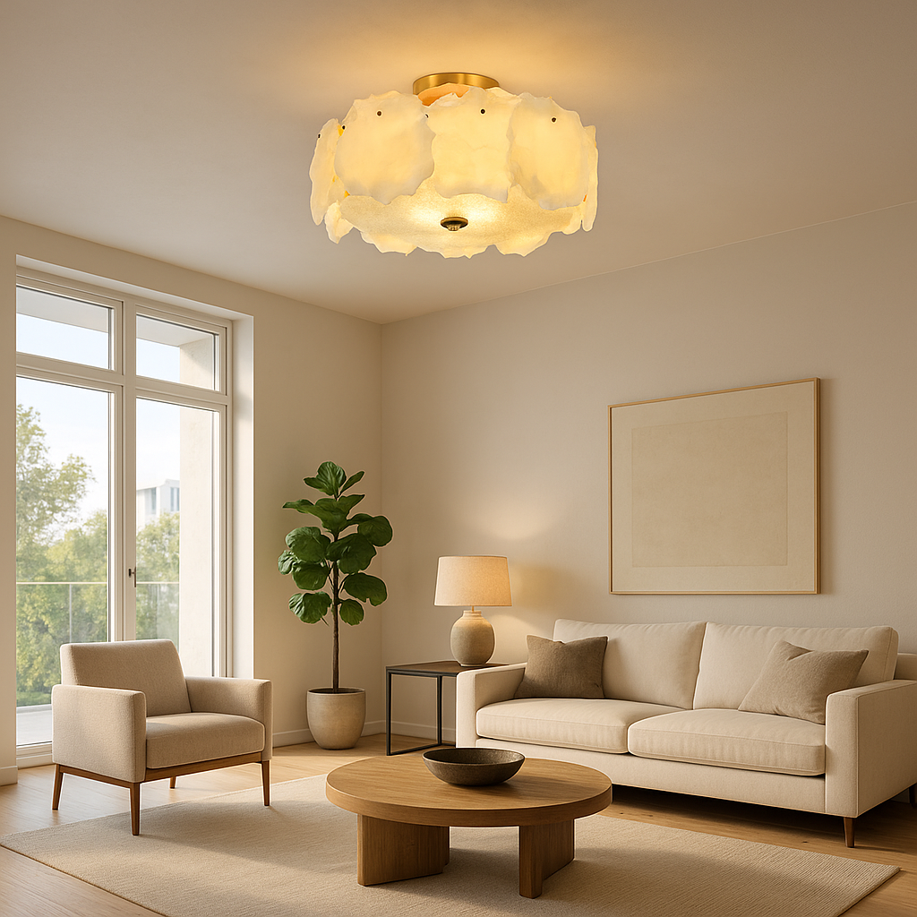 LumaAura Moderní přisazené stropní svítidlo s mosaznou základnou | Temsk