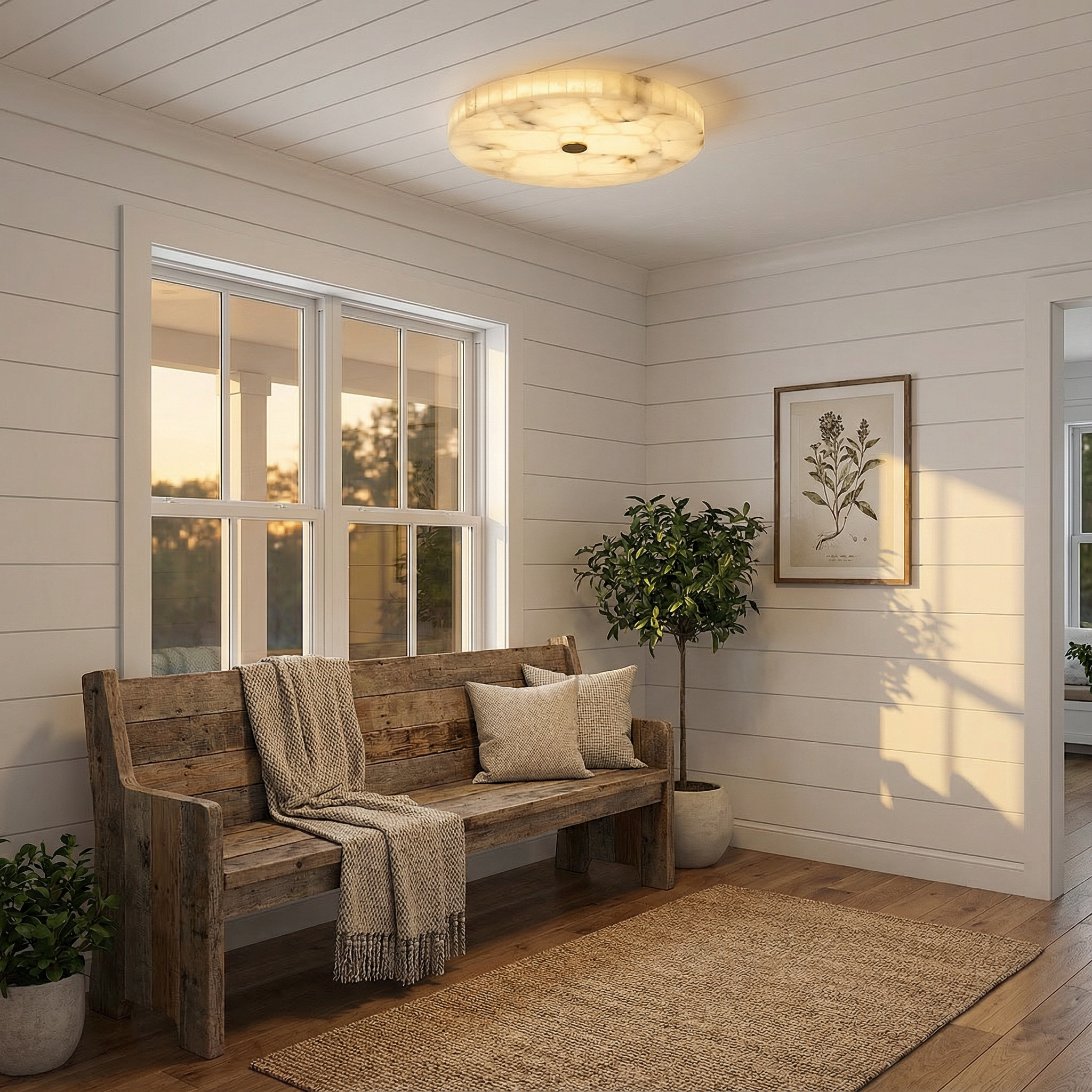IvoryLumen Elegant Modern Flush Mount Ceiling Light With Copper Accents | Temsk