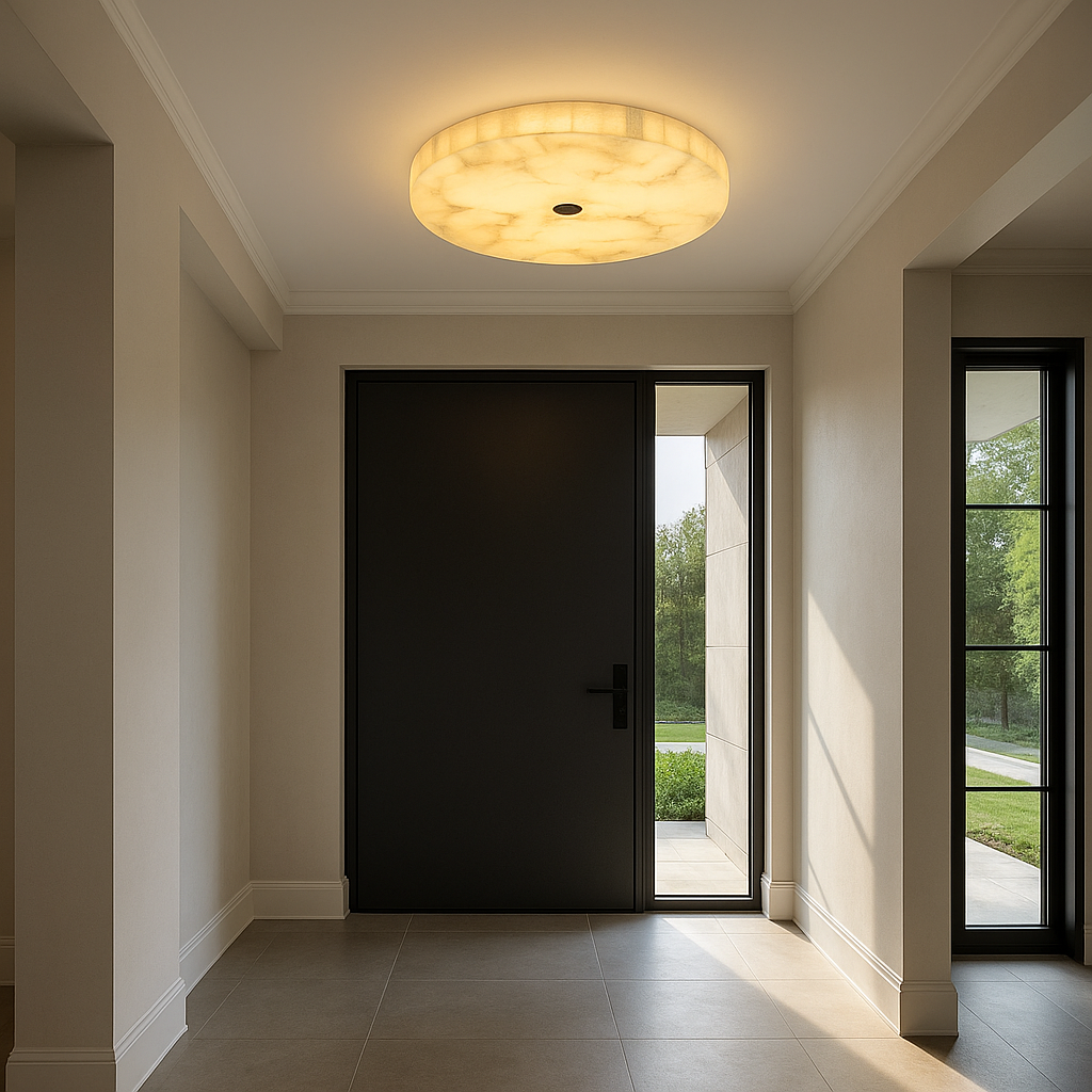 IvoryLumen Elegant Moderne Indbygningsloftlampe med Kobberdetaljer | Temsk