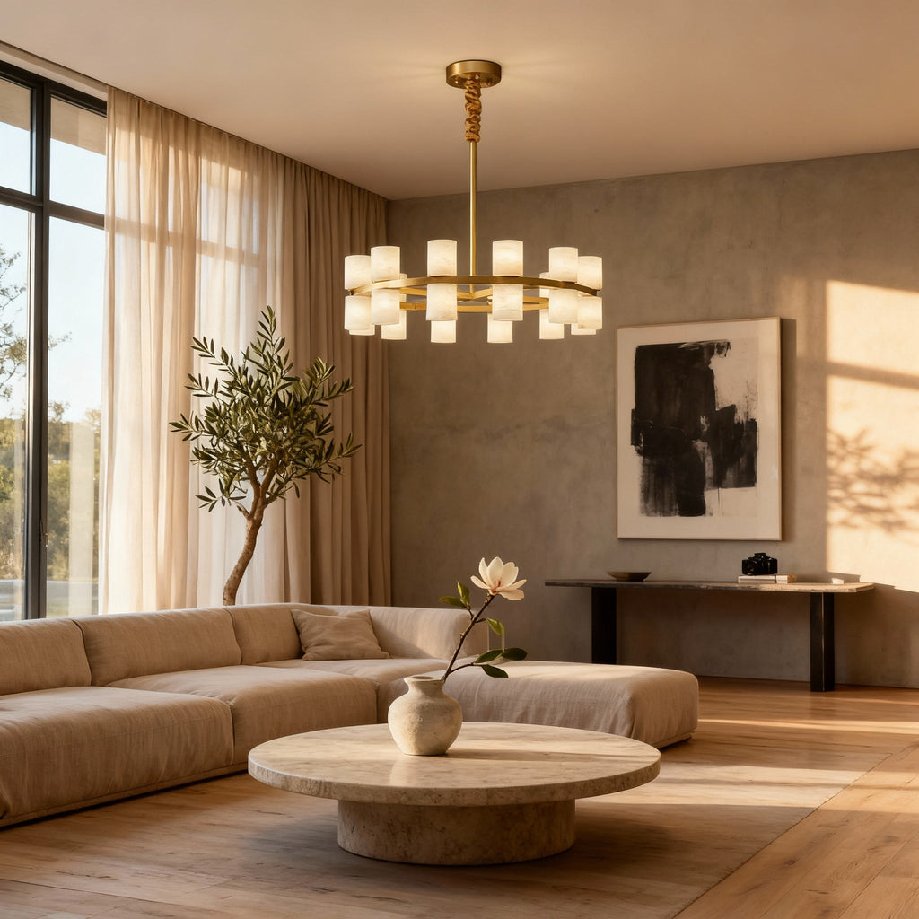 LumenSphere Elegantní moderní mosazné závěsné svítidlo do kuchyně | Temsk