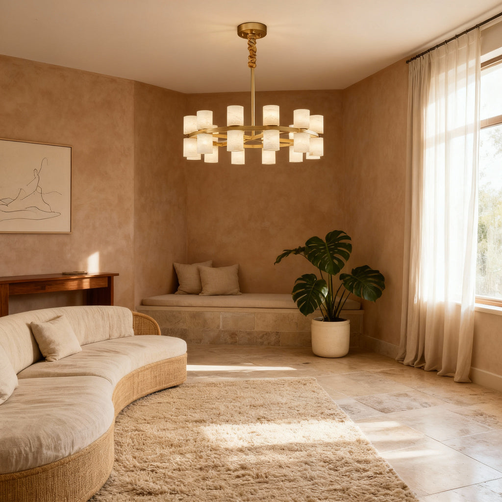 LumenSphere Elegantní moderní mosazné závěsné svítidlo do kuchyně | Temsk
