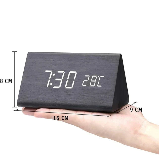 WoodWatch LED Alarm Clock With Voice Control For Bedroom | Temsk