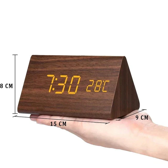 WoodWatch LED Alarm Clock With Voice Control For Bedroom | Temsk
