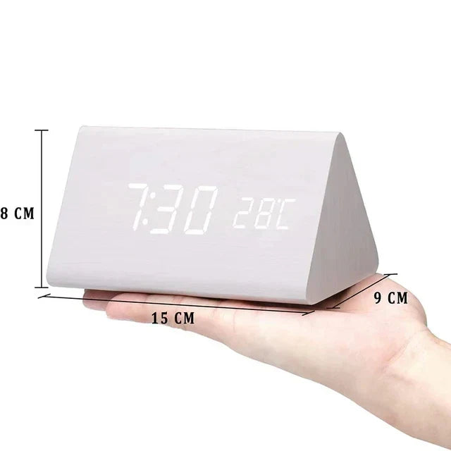 WoodWatch LED Alarm Clock With Voice Control For Bedroom | Temsk