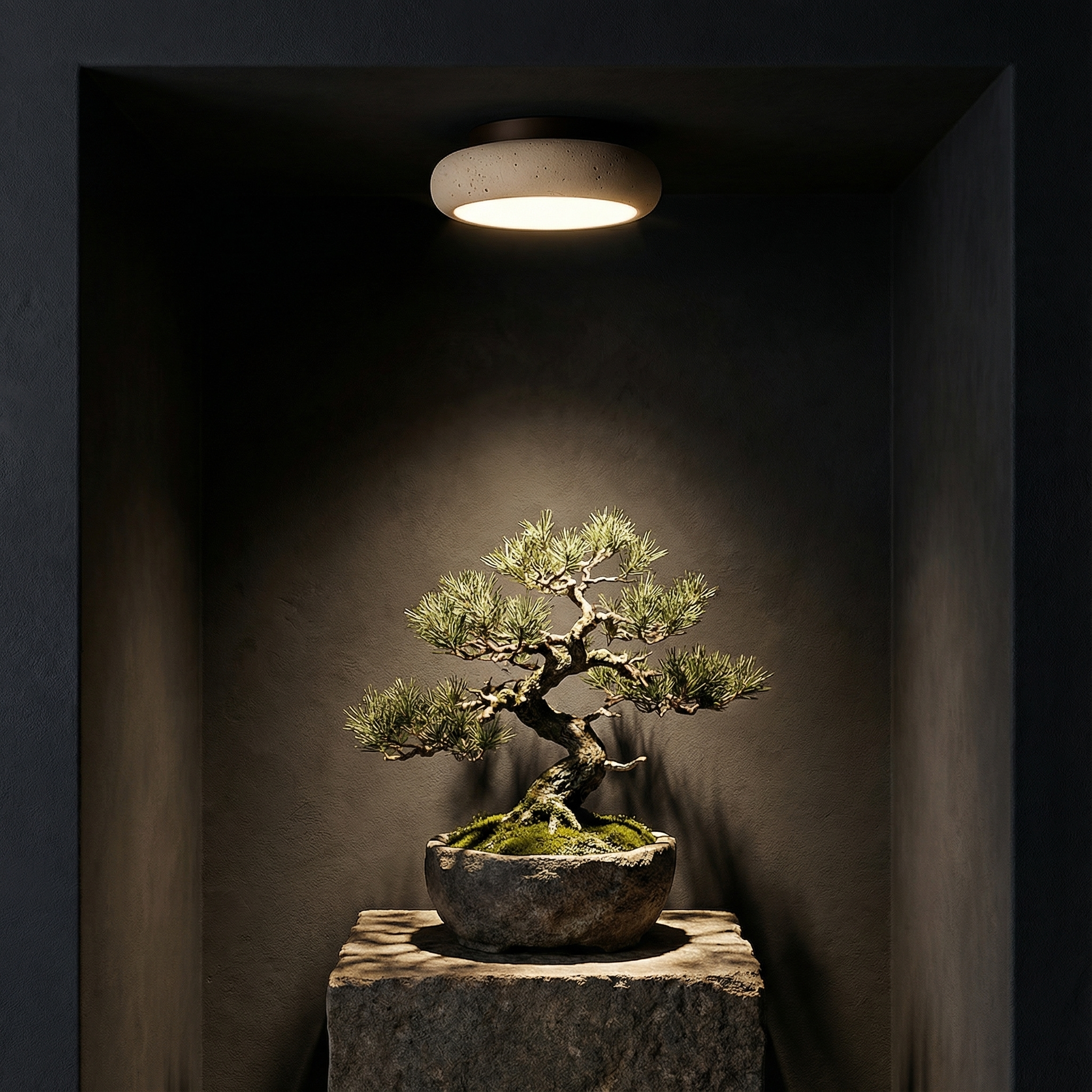 LumaStone Graceful Softly Curved Flush Mount Ceiling Light Fixture | Temsk