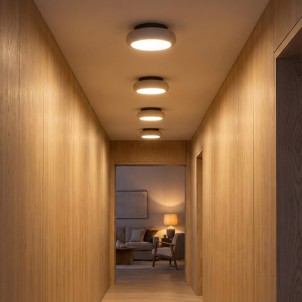 LumaStone Graceful Softly Curved Flush Mount Ceiling Light Fixture | Temsk